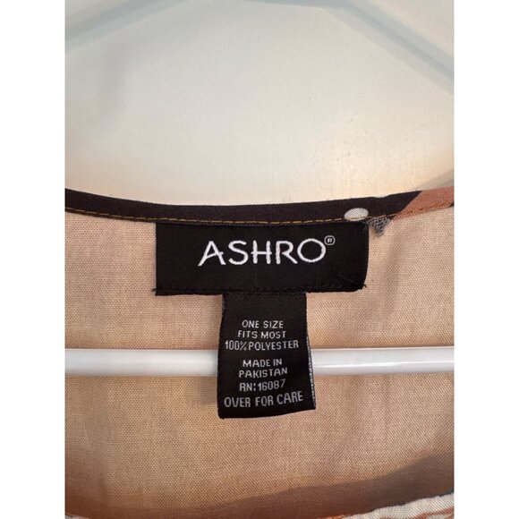 Ashro One Size Caftan Kaftan Dress African-Inspired Print of Woman and Collar - Picture 3 of 4